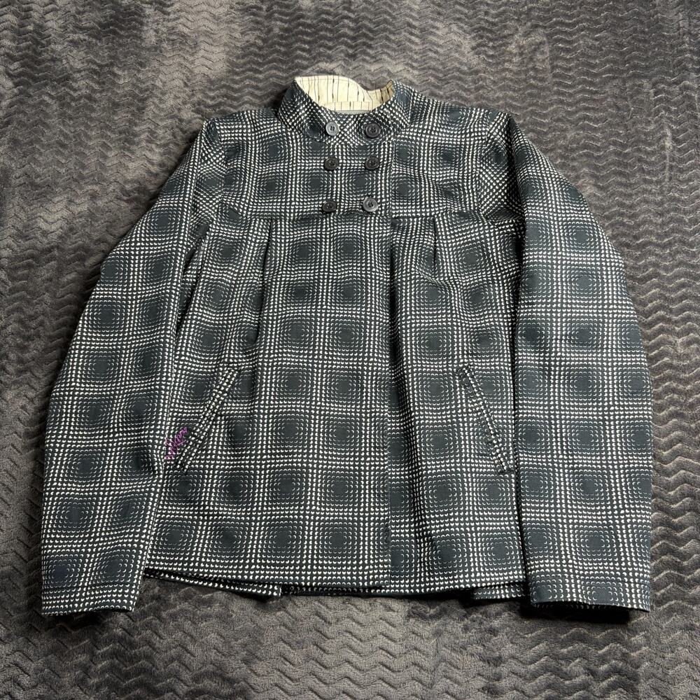 Volcom Balancing Act Black & White Print Stretch Cotton Lined Jacket size L JR